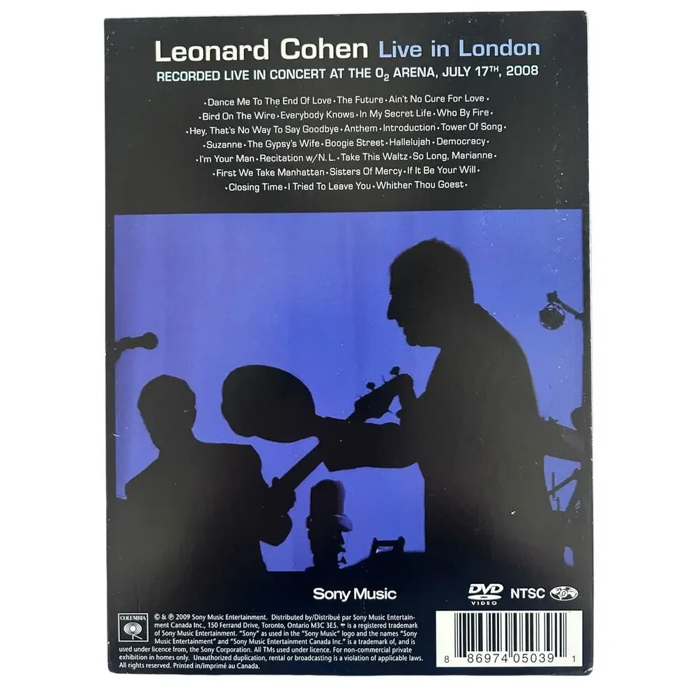 Leonard Cohen Live in London DVD 2009 O2 Arena Concert Hallelujah Sony Music